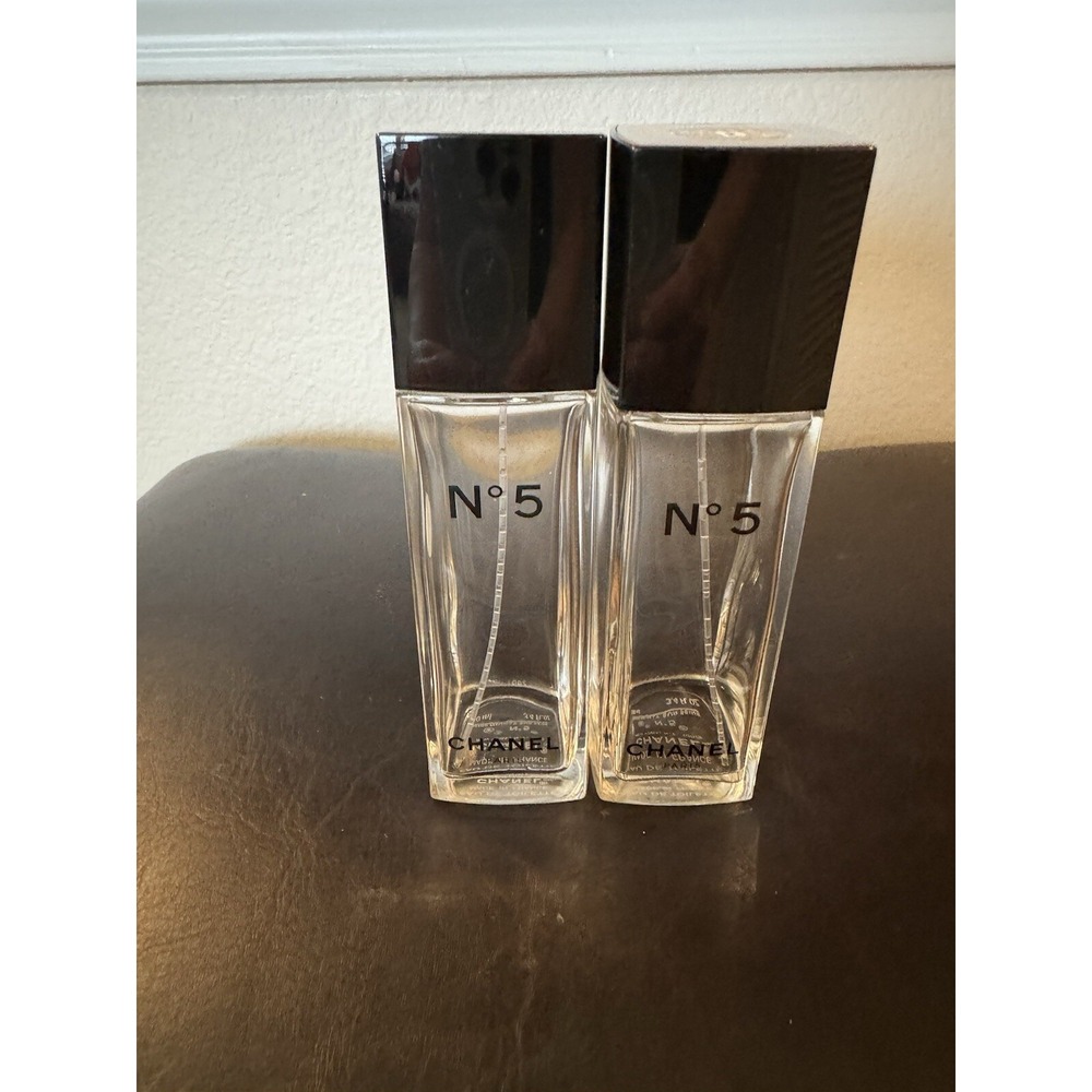 CHANEL No. 5 Perfume 2 Empty Bottles 3.4 Oz Eau De Toilette Made In France Lot 2